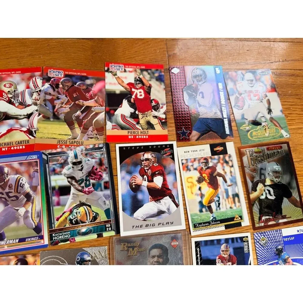 120+ NFL Football Card Lot 1990s–2000s Stars Rookies Inserts Jerry Rice Randy Mo
